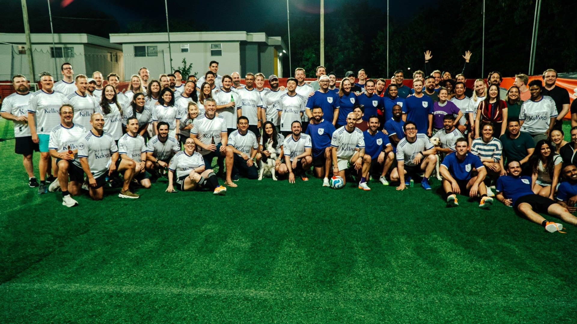 Kellogg classmates together on the field